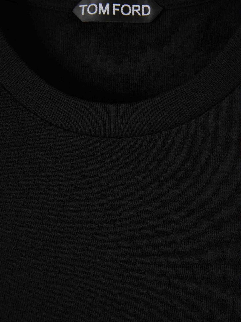 Tom Ford Black Perforated Crew Neck Sweater