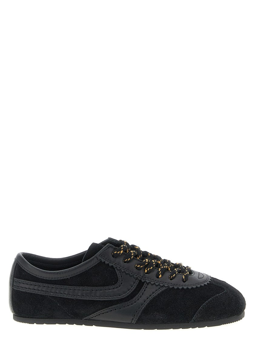 Dries Van Noten Low-Profile Black Suede Sneakers With Leather Accents