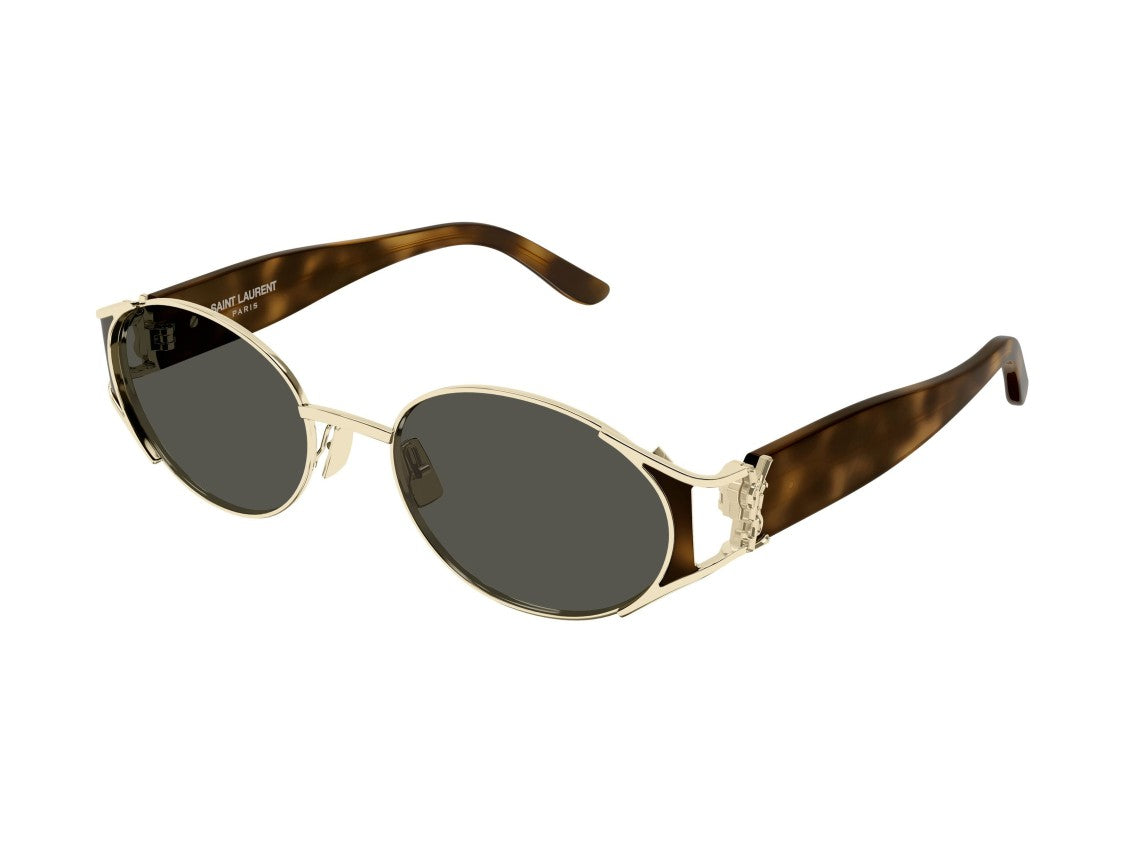 Saint Laurent Sl M919 Gold Metal Tortoiseshell Temple Round Sunglasses