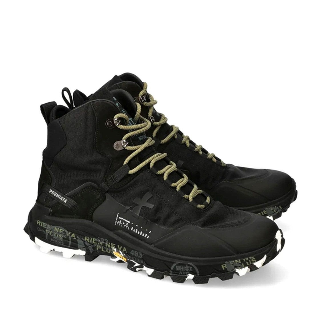 Premiata Black Saint Cro Leather High-Top Sneakers