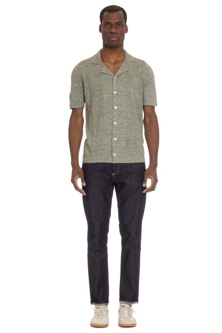 Gran Sasso Half-Sleeve Knitted Linen-Cotton Shirt