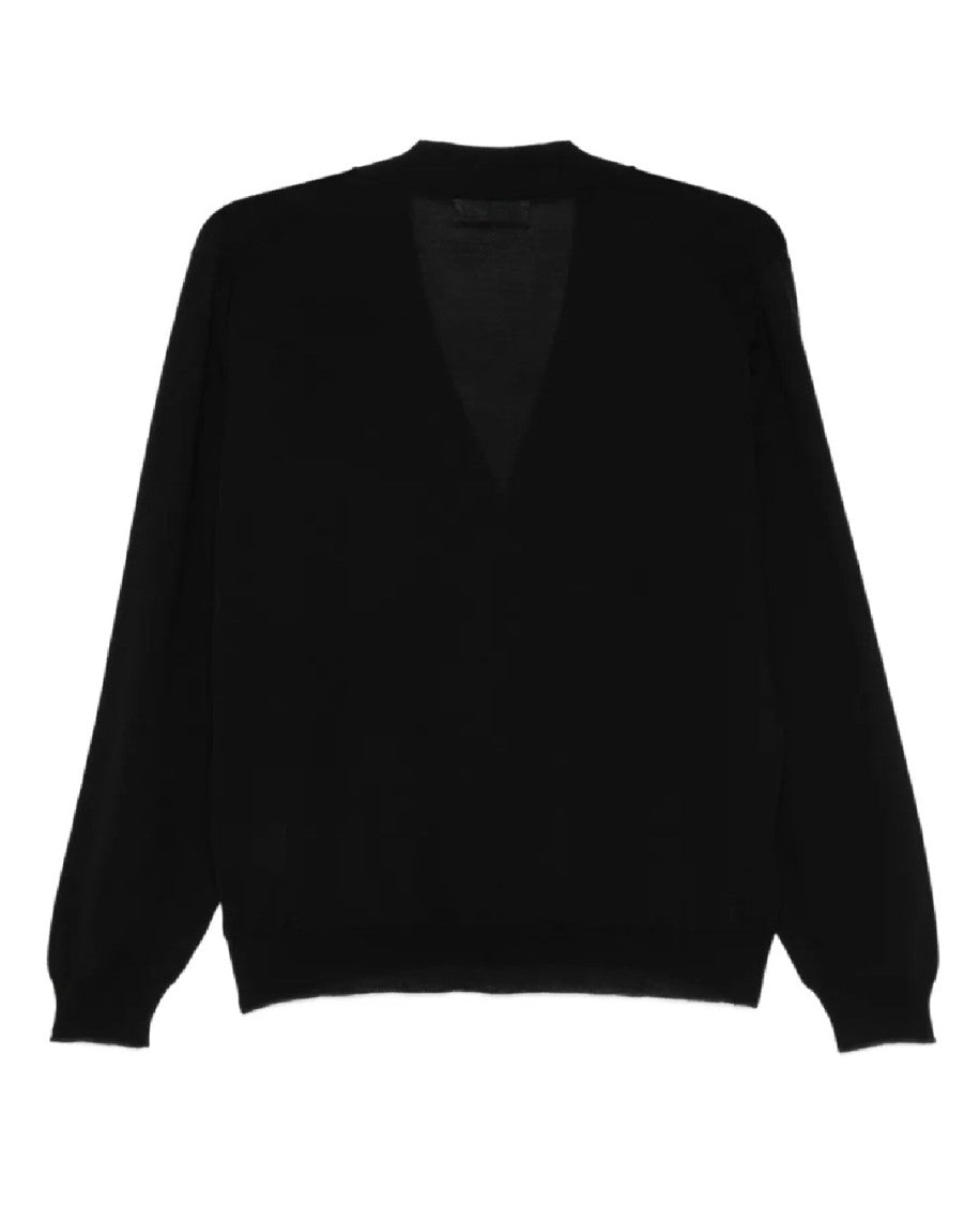 Lardini Classic Black Cardigan With V-Neckline