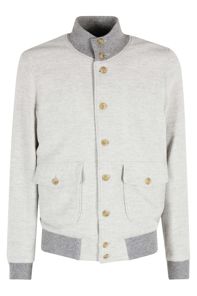 L.B.M. Grey Herringbone Wool Jacket