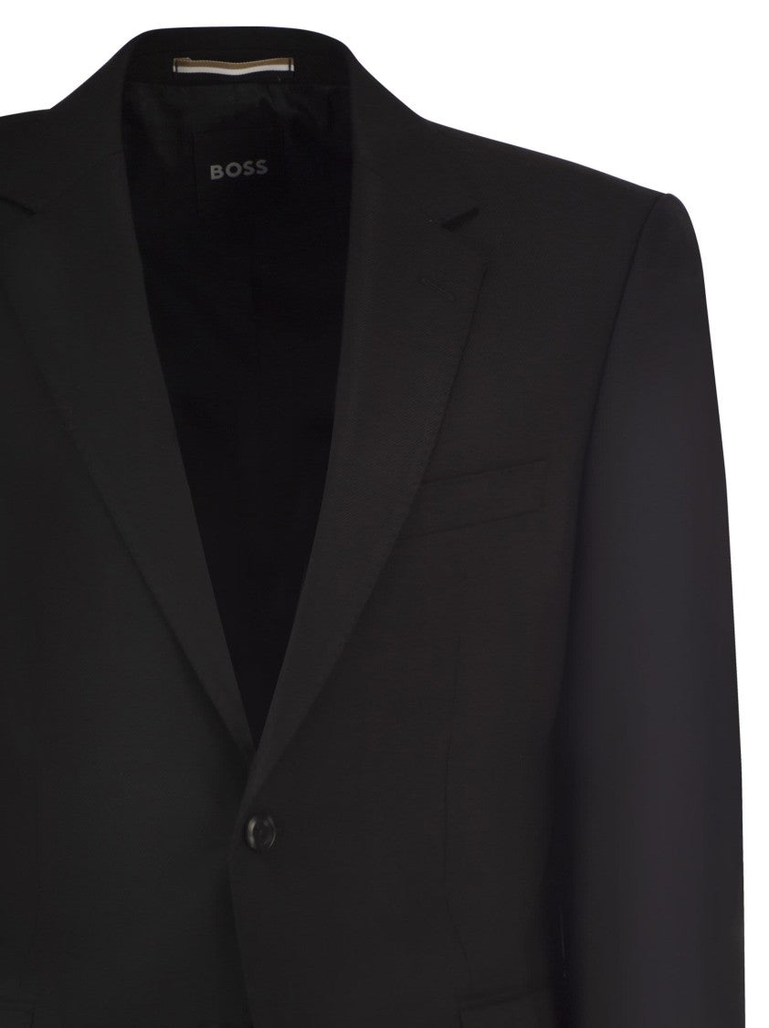 Boss Regular Fit Suit In Wool And Elastane Blend