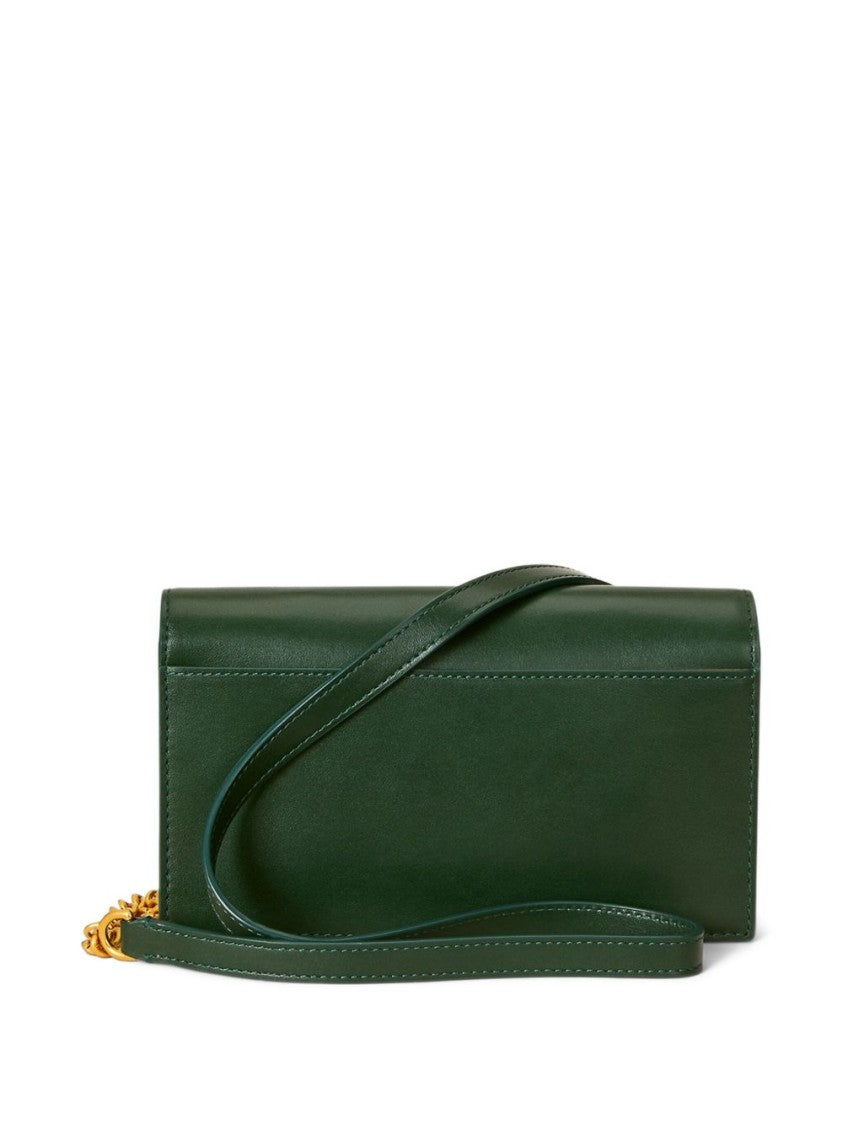 Polo Ralph Lauren Bottle Green Leather Clutch
