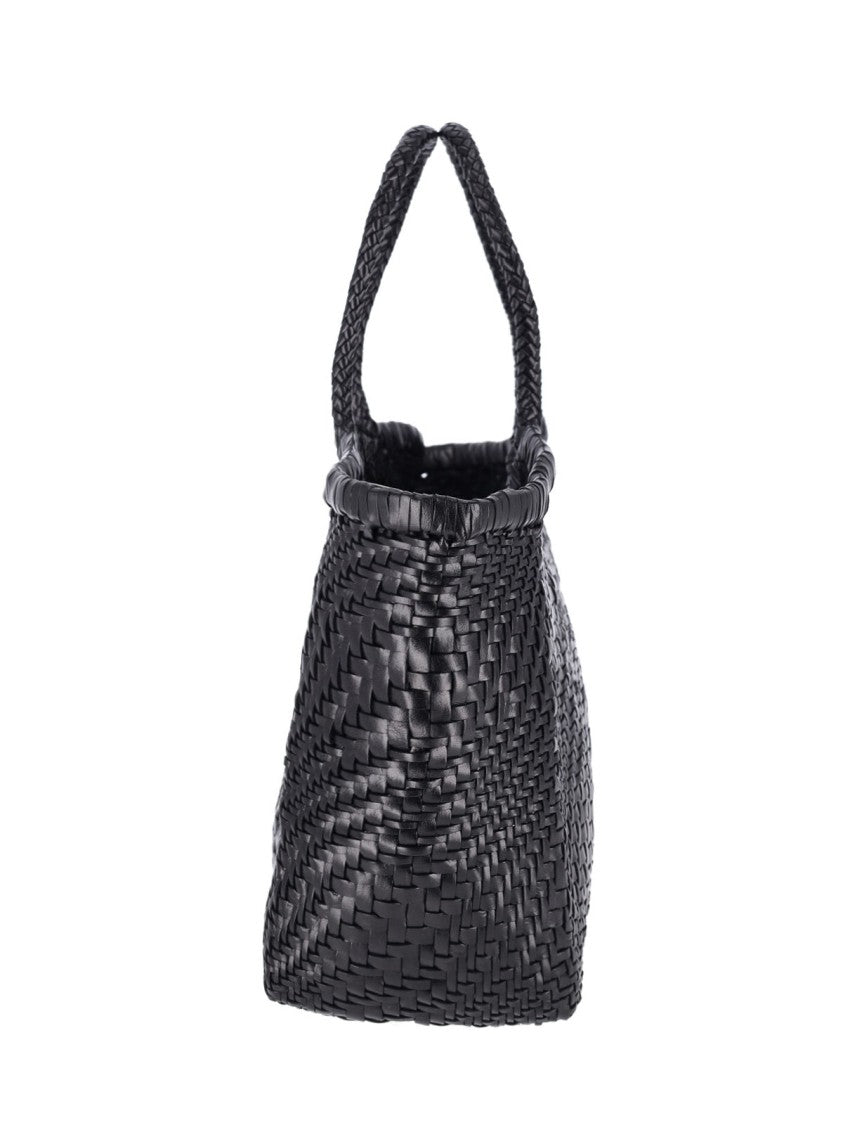 Dragon Diffusion Black Nantucket Optical Woven Leather Large Tote Bag