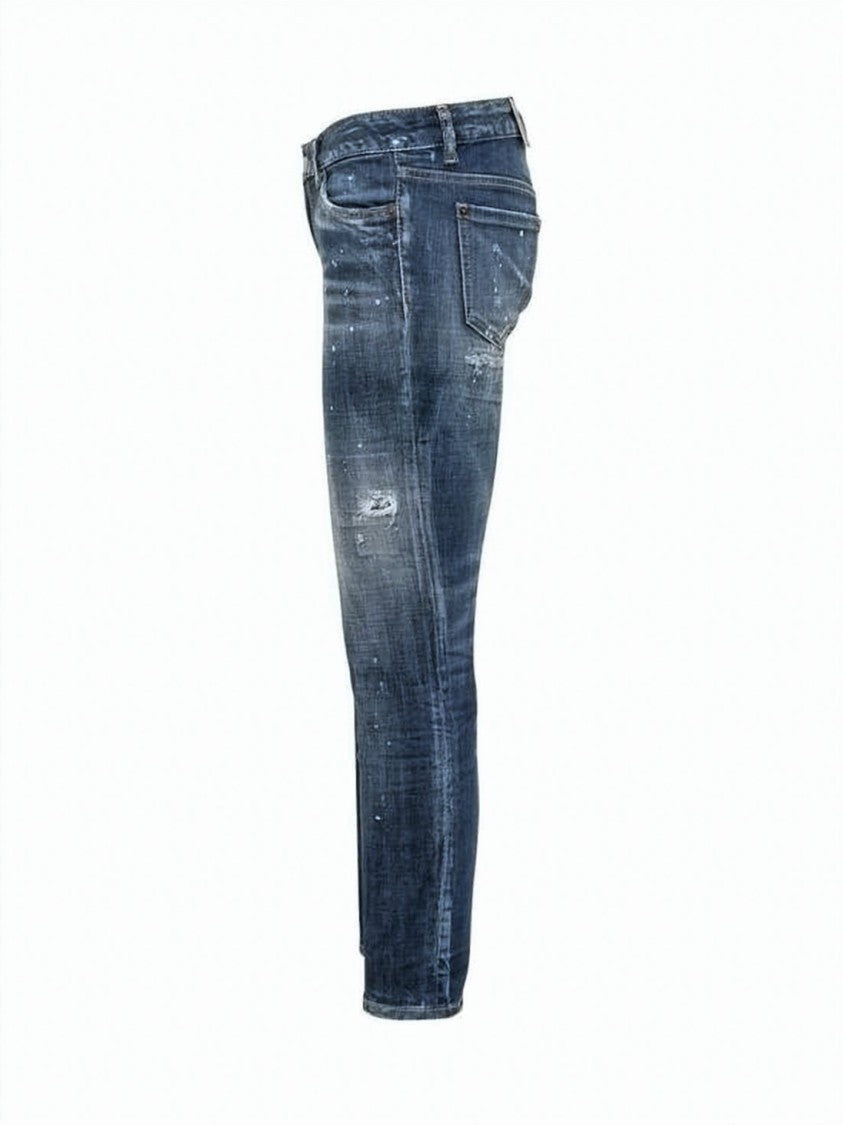 Dsquared2 Distressed Slim Fit Denim Pants With Tapered Leg