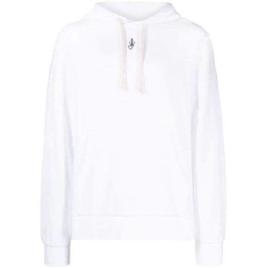 J. W. Anderson Relaxed Fit White Hoodie With Drawstring And Kangaroo Pocket