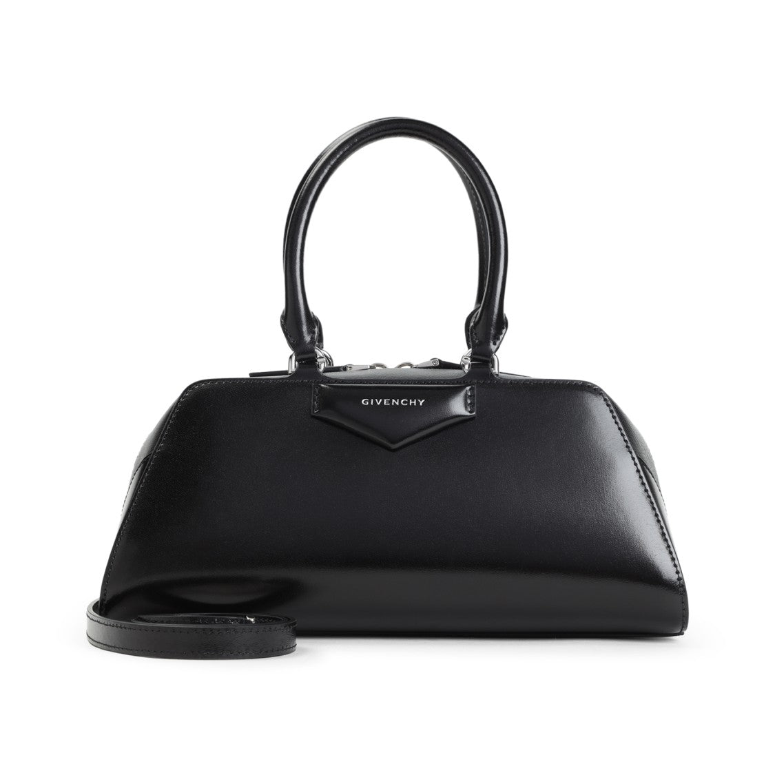 Givenchy Structured Black Calf Leather Handbag With Glossy Finish