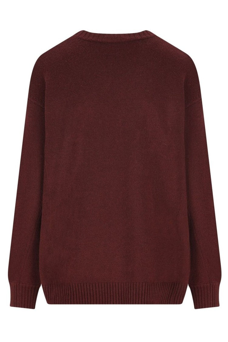 Max Mara Relaxed Fit Camel Knit Sweater With Classic Round Neckline