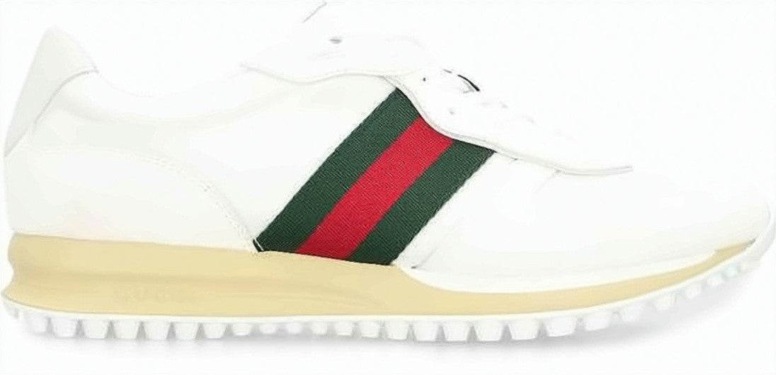 Gucci White Canvas And Suede Sneakers