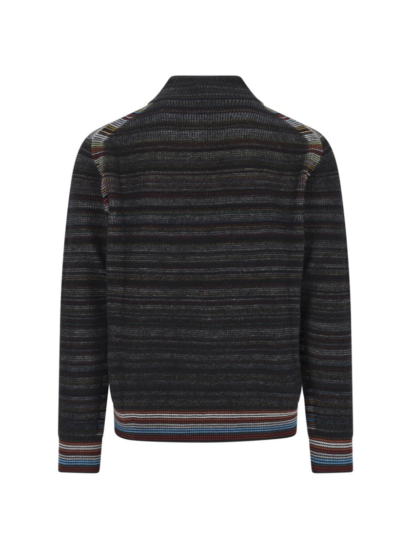 Paul Smith Multicolored Striped Knit Sweater With High Neckline