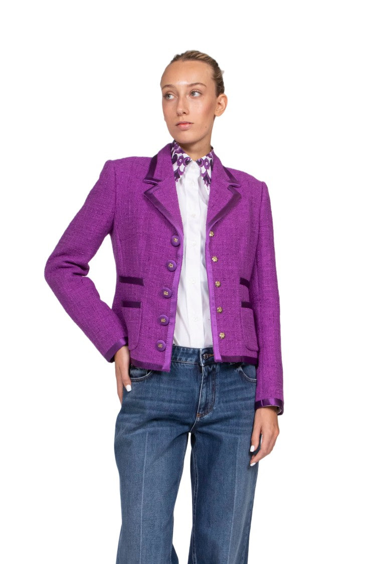 Dolce & Gabbana Vibrant Purple Cropped Tailored Jacket