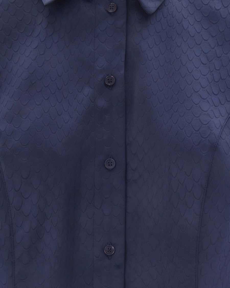 Elisabetta Franchi Dark Blue Fitted Long-Sleeve Top