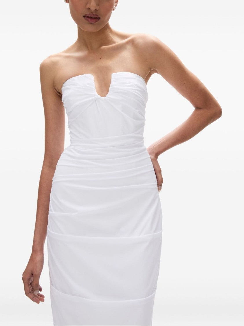Rachel Gilbert Fitted Strapless Midi Dress