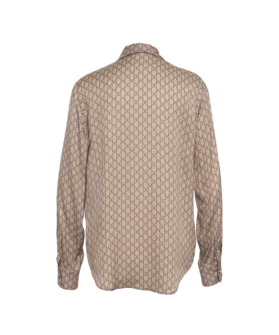 Guess By Marciano Refined Monogram Blouse With Classic Collar And Buttoned Cuffs