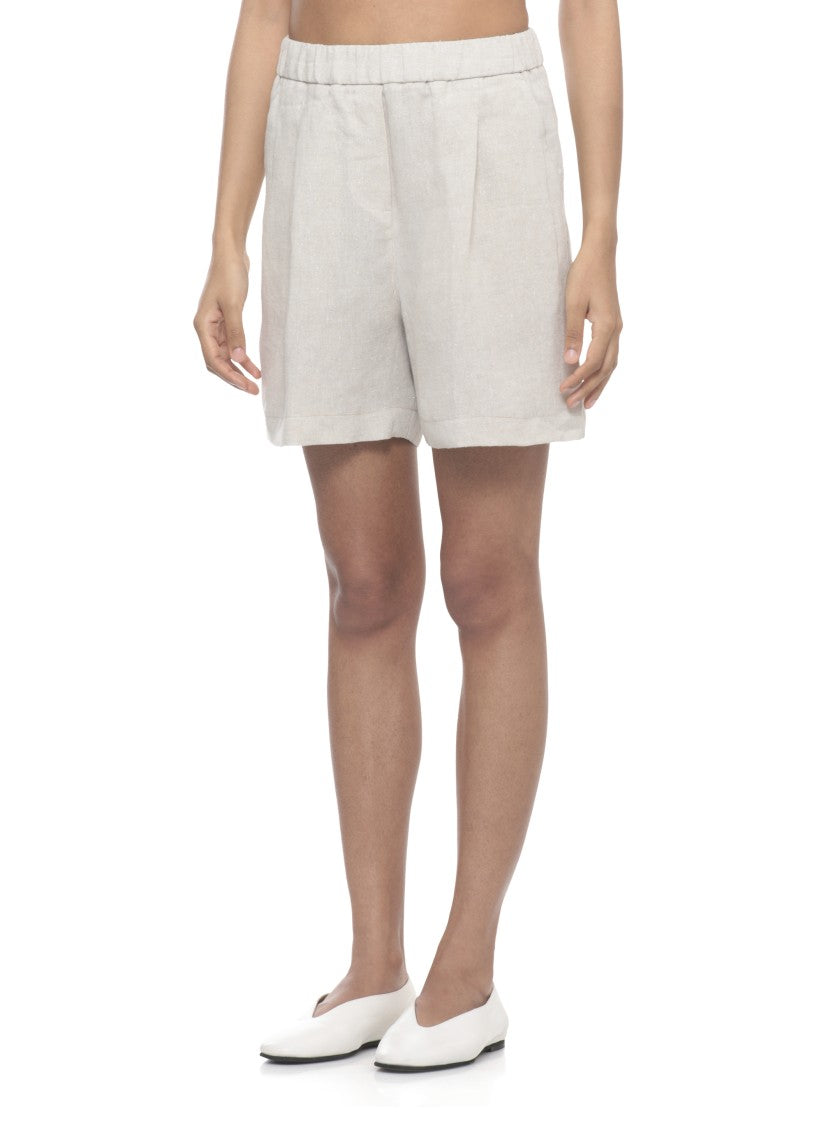 Panicale Ivory Linen Bermuda Shorts