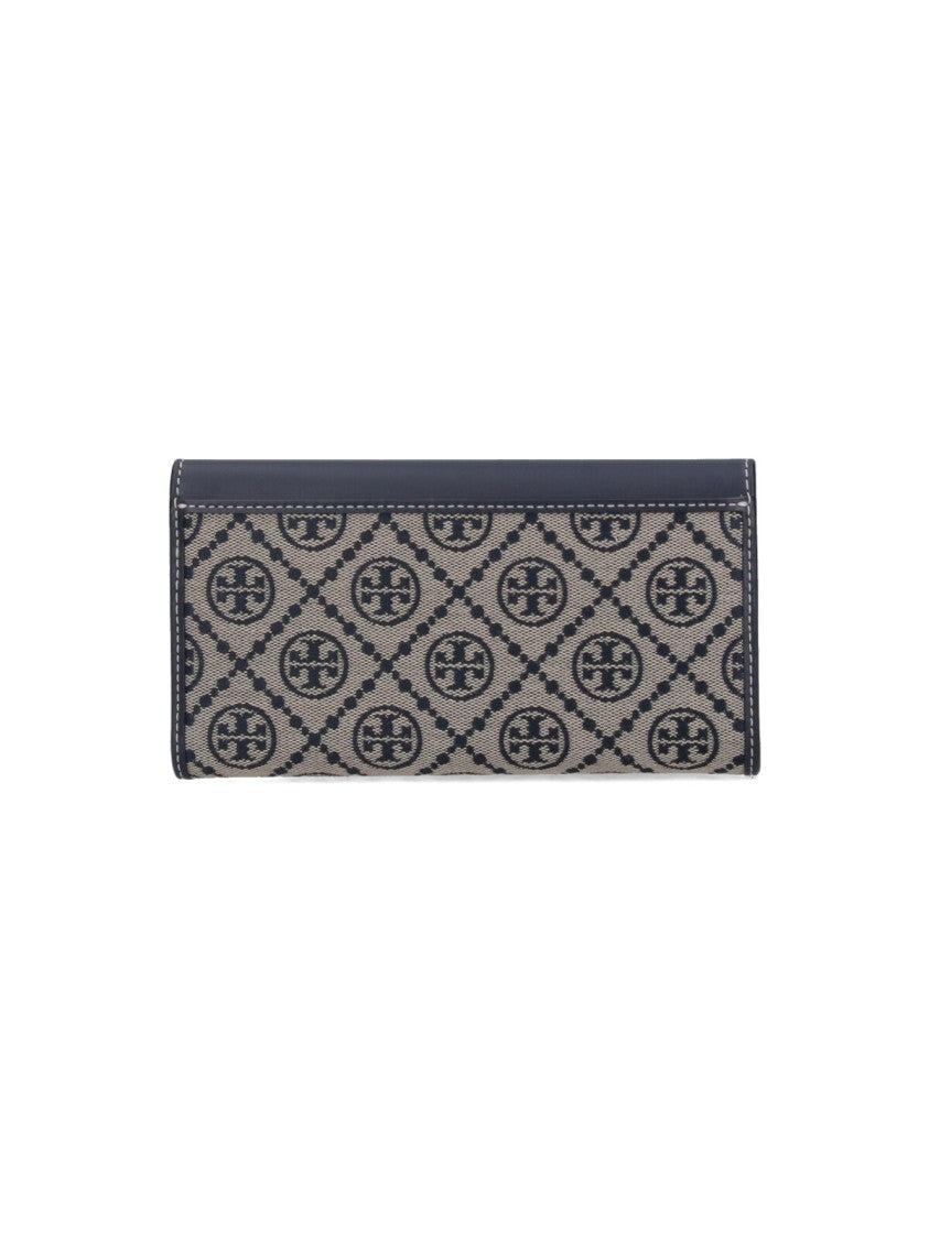 Tory Burch Beige T Monogram Jacquard Trifold Wallet
