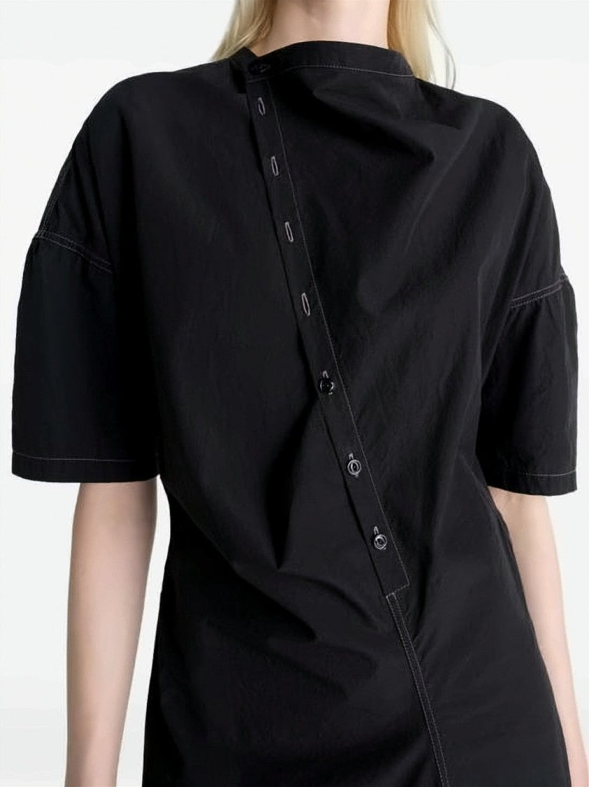 Lemaire Asymmetrical Button Closure Midi Dress With Structured Silhouette