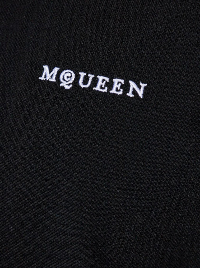 Alexander Mcqueen Classic Black Polo Shirt With Contrasting Collar