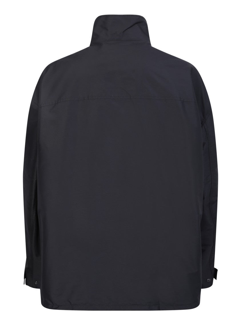 Burberry Black High Neck Jacket With Equestrian Knight Motif