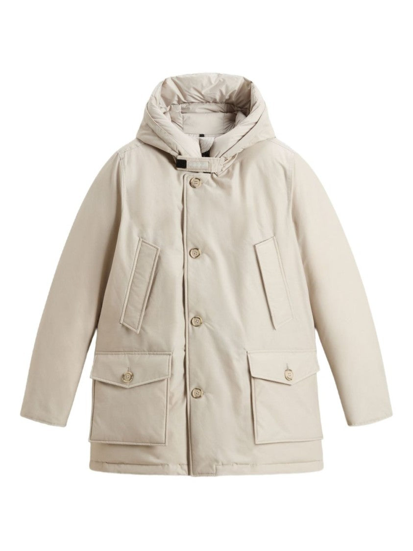 Woolrich Dove Grey Padded Parka With Hooded Neck