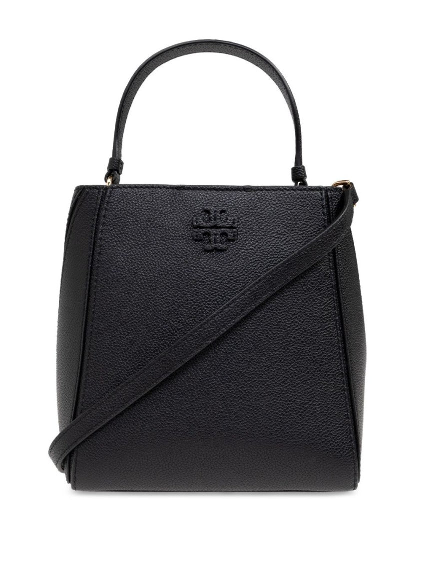 Tory Burch Structured Black Calf Leather Tote