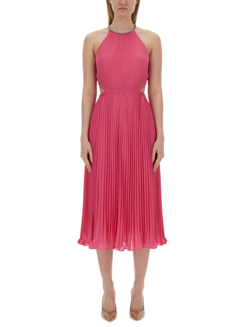 Michael Michael Kors Pleated Georgette Dress With Cut-Out Details