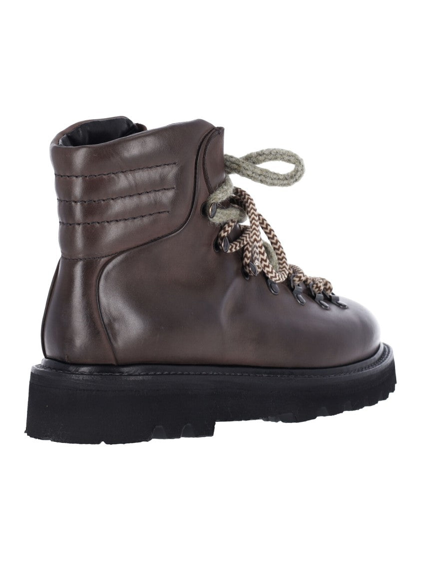 Premiata Brown Leather Double Lace-Up Boots