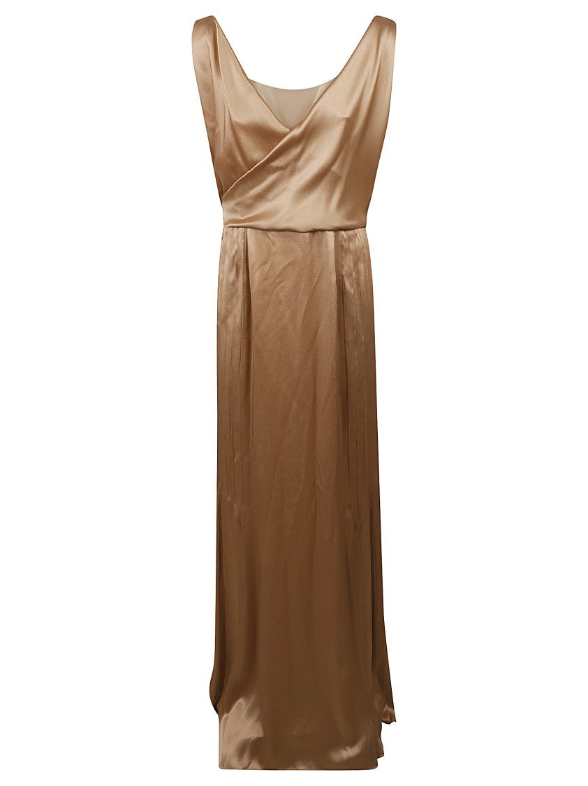 Alberta Ferretti Deep V-Neck Evening Dress