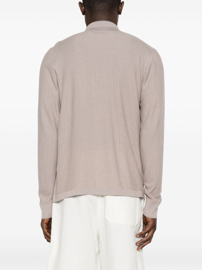 Brioni Beige Cashmere-Silk Jacquard Shirt With Striped Texture