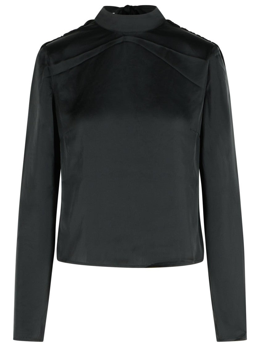 Rotate Draped Top In Black Polyester