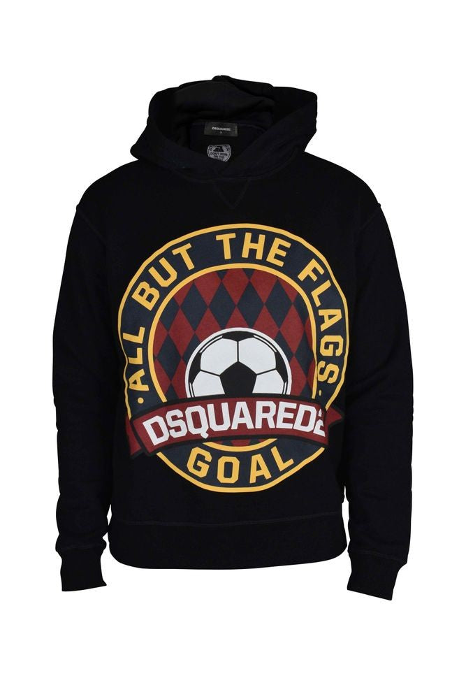 Dsquared2 Black Hooded Sweatshirt With Bold Graphic Print
