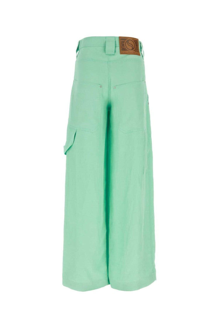 Stella Mccartney Mint Green Twill Wide-Leg Pant