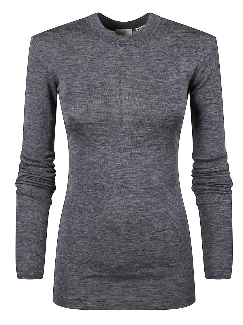 Bite Studios Fitted Grey Wool Sweater With Seam Detail