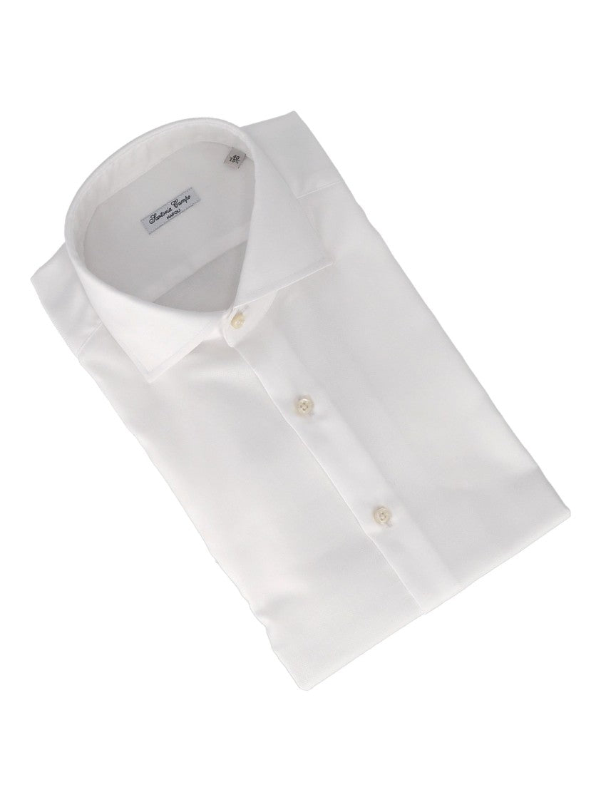 Sartoria Del Campo-Sonrisa White Tailored Fit Crisp Collar Dress Shirt