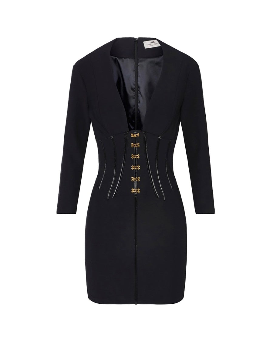 Elisabetta Franchi Neoprene Dress With Black Corset Details