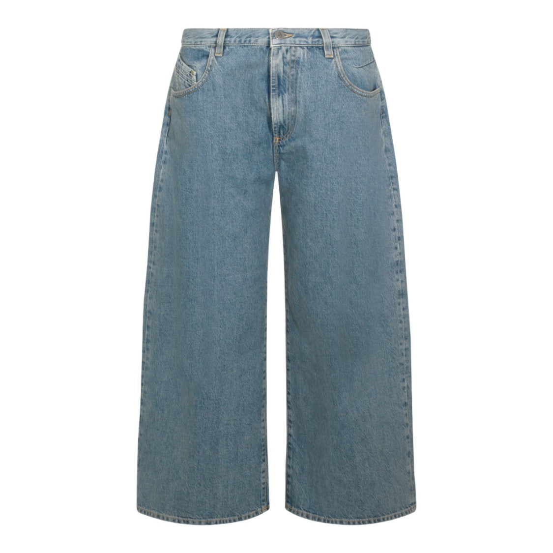 The Attico Wide-Leg High-Waisted Denim Jeans With Contrast Stitching