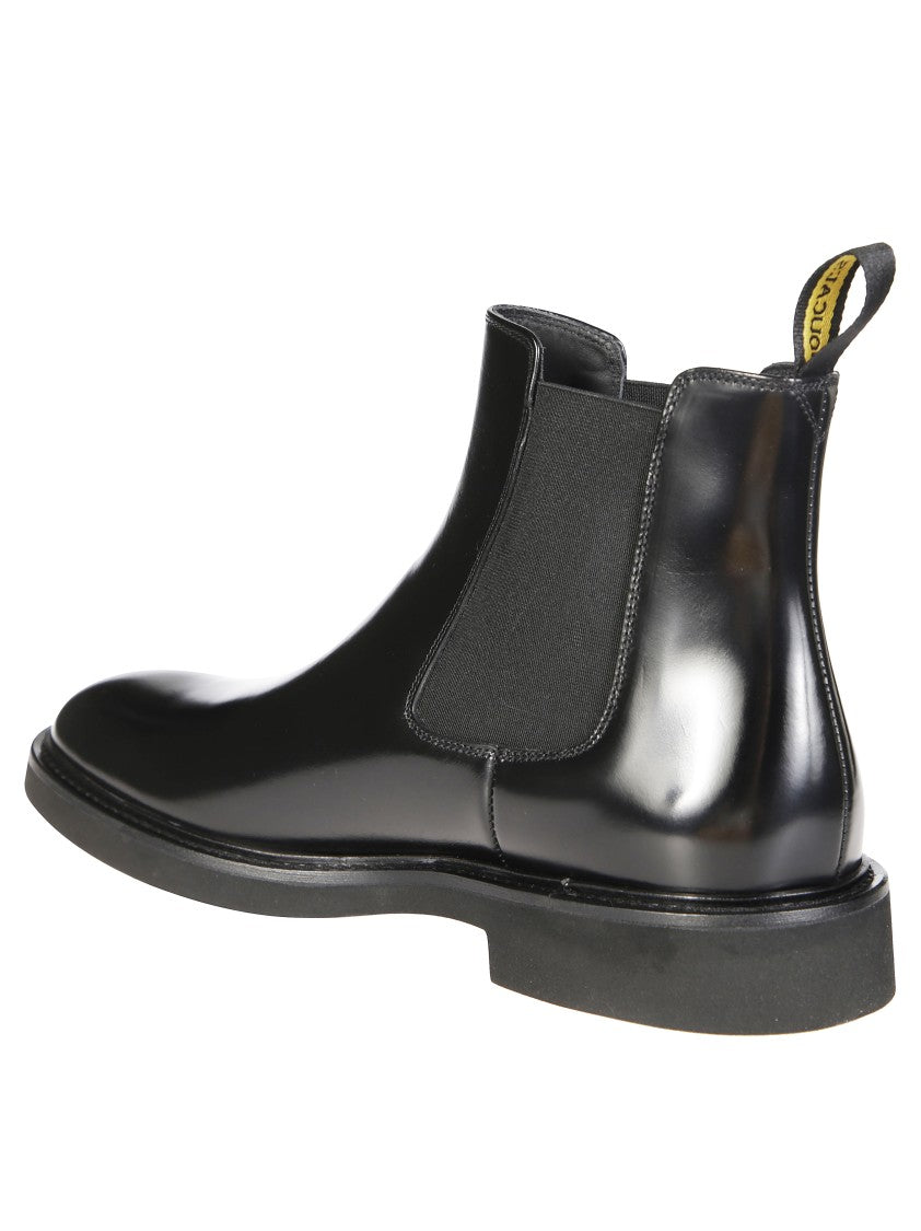 Doucal's Polished Leather Ankle Boots With Elastic Side Panels