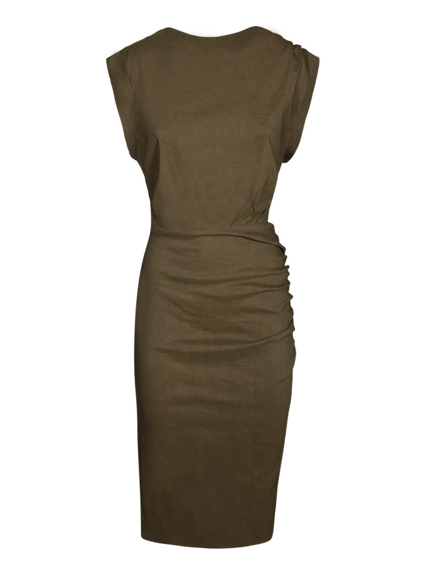 Pinko Fitted Green Dress With Ruched Detailing