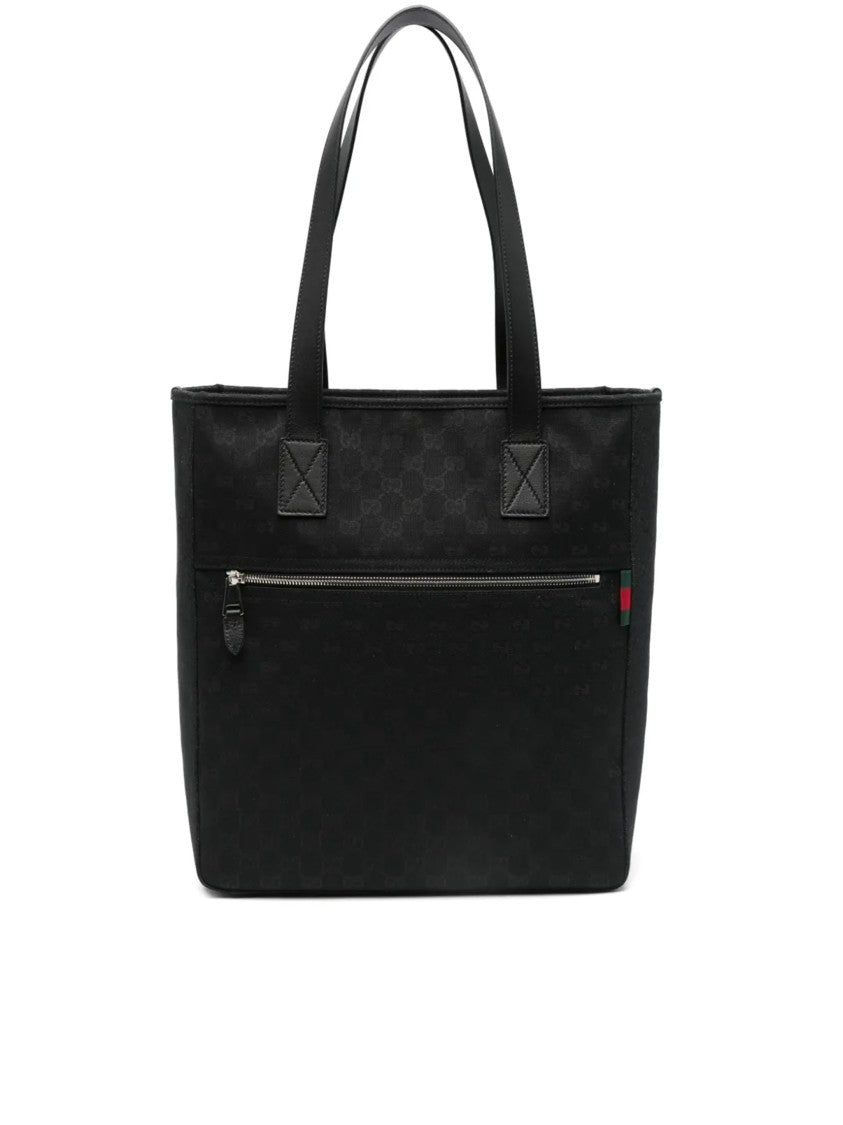 Gucci Beige Gg Canvas Web Detail Tote