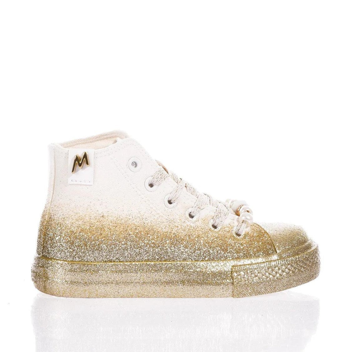 Mimanera High-Top Sneakers With Unique Gold Glitter Design