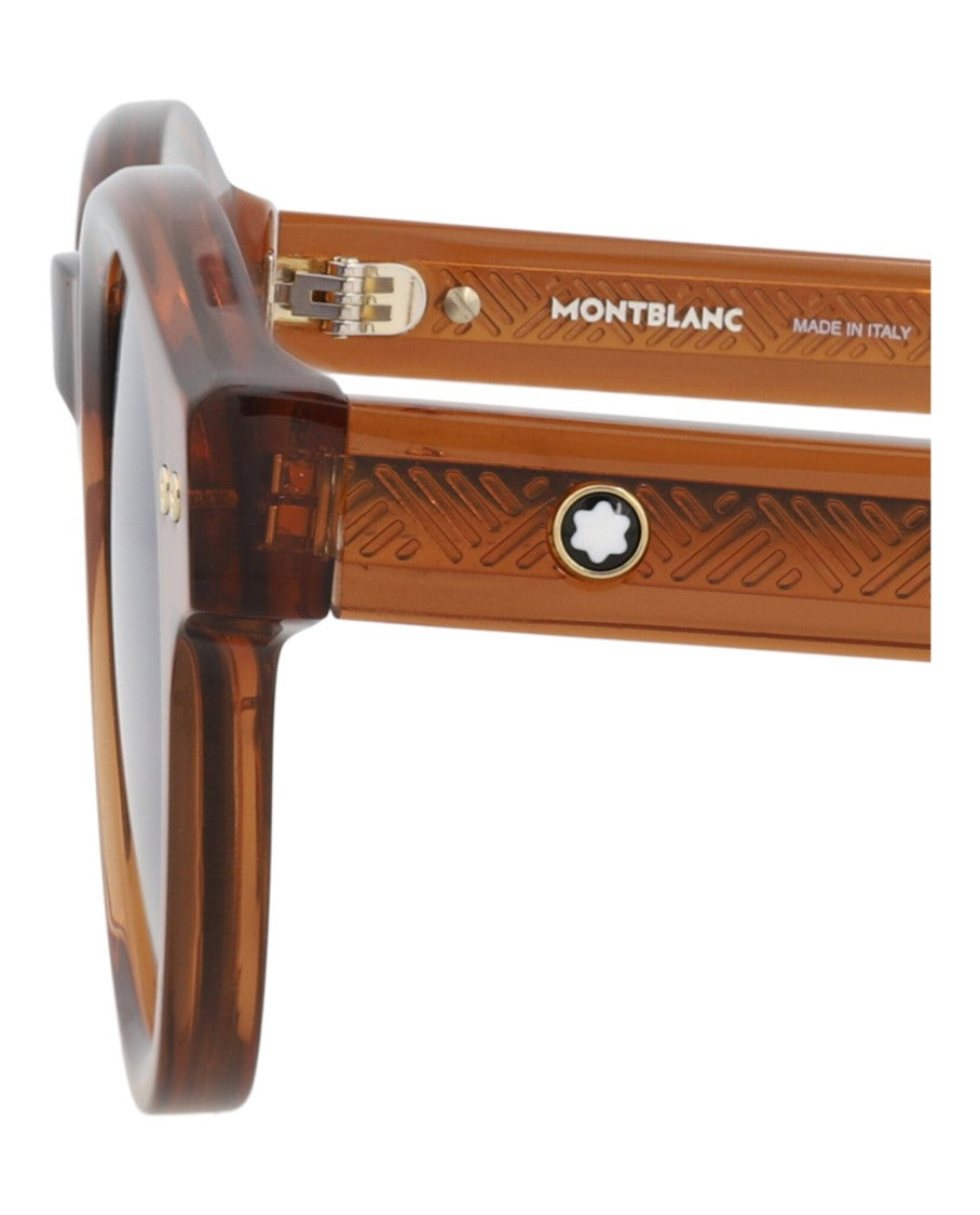 Montblanc Round-Oval Sunglasses In Translucent Amber Recycled Acetate