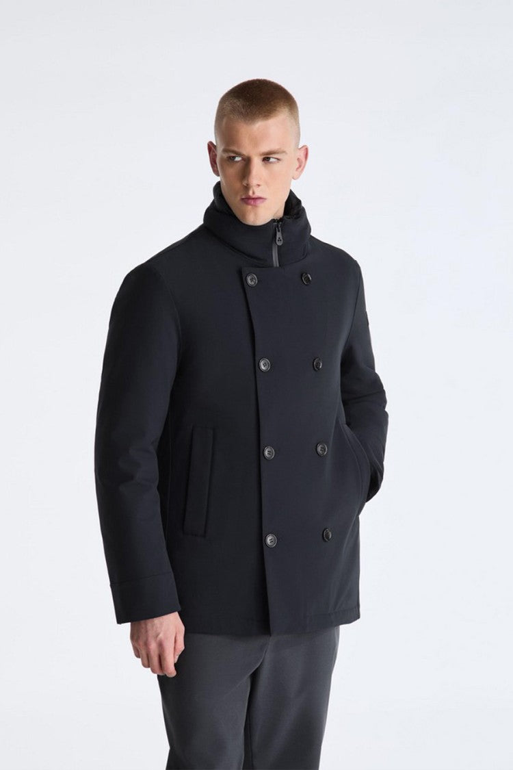 Peuterey Black Double-Breasted Stand-Collar Down Jacket