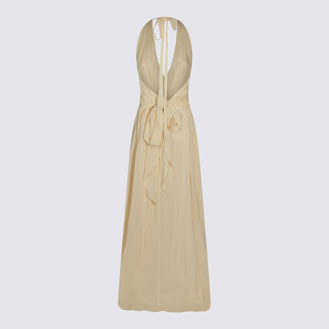Blumarine Floor-Length Dress With Halter Neck And Floral Detail