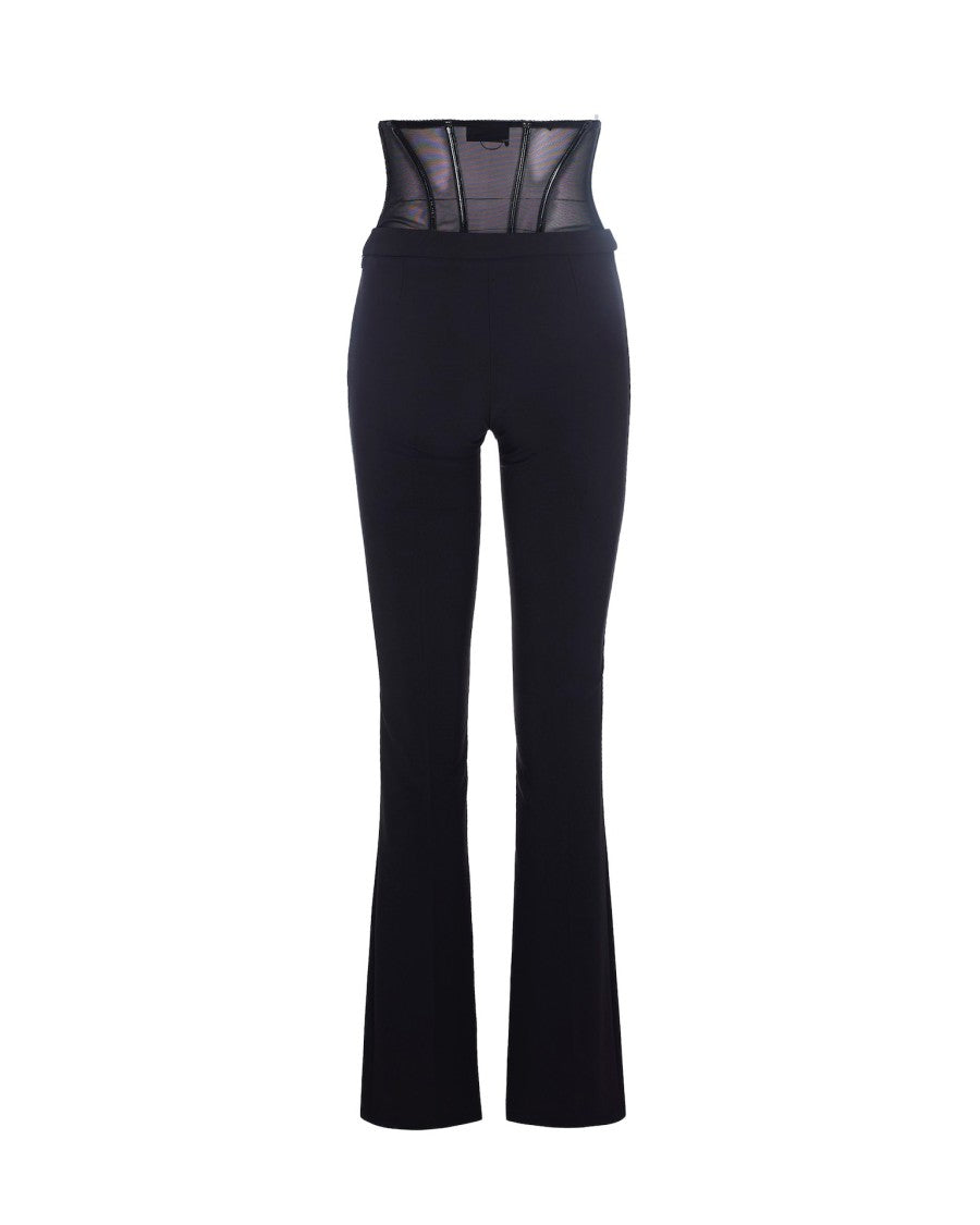 Elisabetta Franchi Lightweight Crêpe Trousers With Black Jewel Hooks