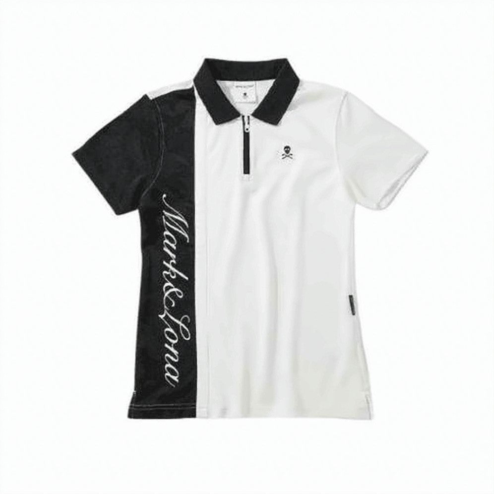 Mark&Lona Half-And-Half Design Polo Shirt With Zipper And Skull Logo