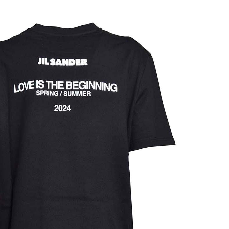 Jil Sander Black Cotton T-Shirt With Seasonal Print