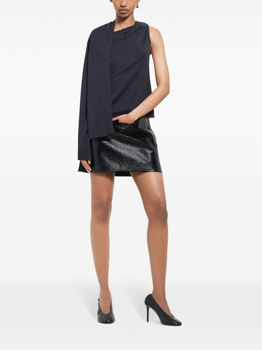 Courrèges Mid-Rise Black Cotton Blend Skirt