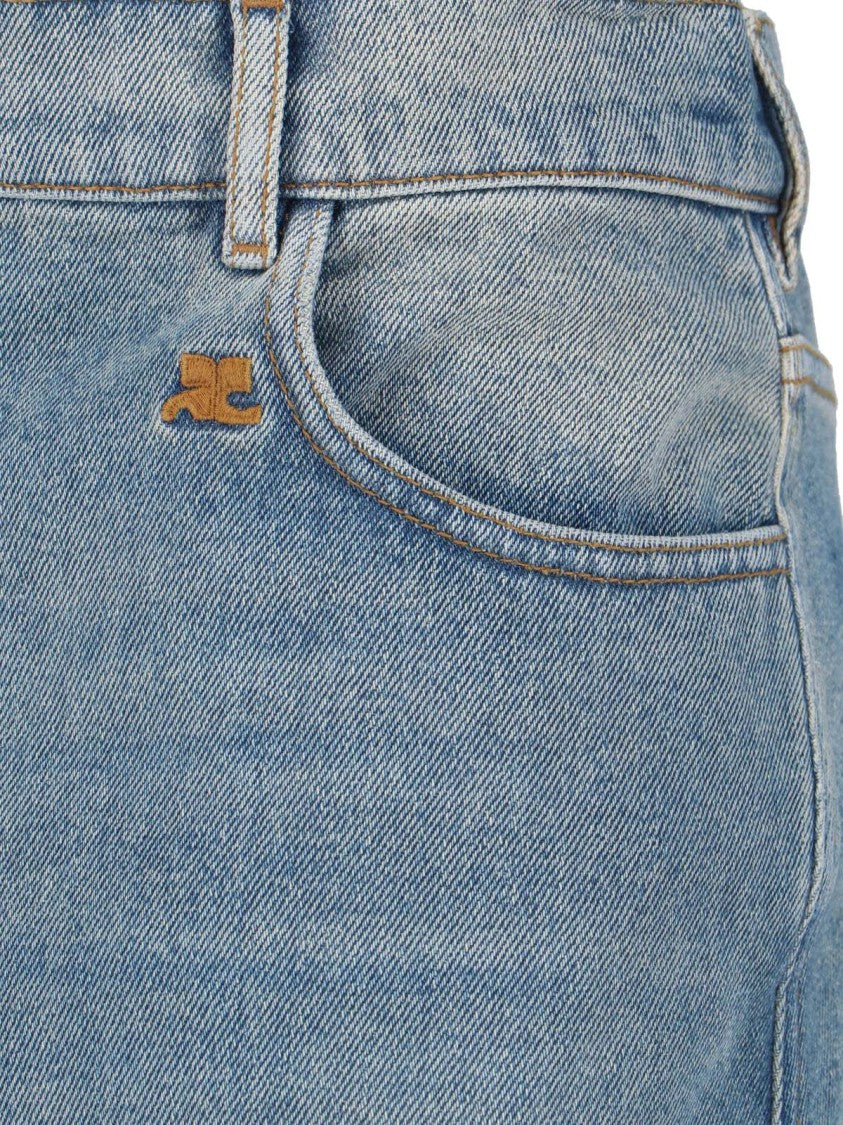 Courrèges Blue Asymmetrical Hem Denim Skirt